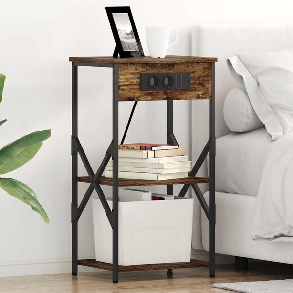 vidaXL Arm&aacute;rio de Cabeceira Carvalho Defumado 41 x 31 x 76 cm