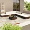 vidaXL Conjunto lounge jardim c/ almofadões 8 pcs vime PE castanho