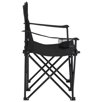 vidaXL Cadeira de campismo dobrável 2 lugares aço e tecido preto