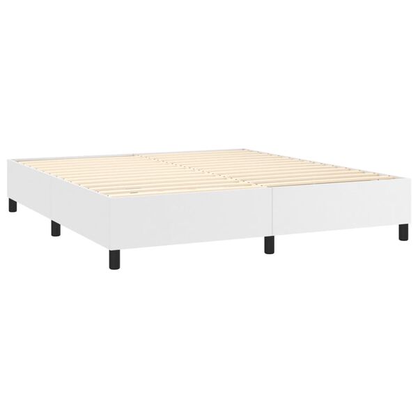 vidaXL Cama com molas/colch&atilde;o 160x200 cm couro artificial branco