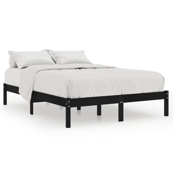 vidaXL Estrutura de cama 140x200 cm pinho maciço preto