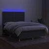 vidaXL Cama box spring c/ colch&atilde;o e LED 140x190 cm tecido cinza-escuro