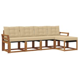 vidaXL Conjunto de Sof&aacute;s para Exterior 5 unid. Natural e Bege