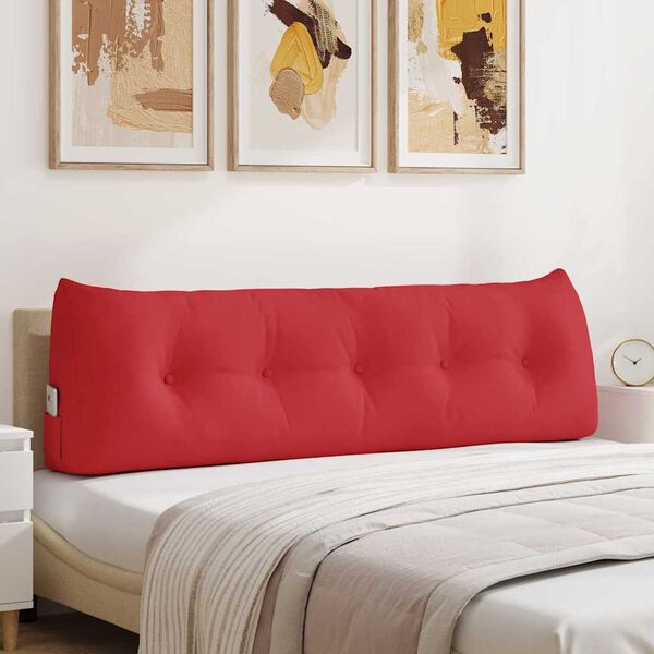 vidaXL Travesseiro para Costas Vermelho 160 x 24 x 50 cm tecido