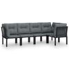 vidaXL 5 pcs conjunto lounge de jardim vime PE preto/cinzento