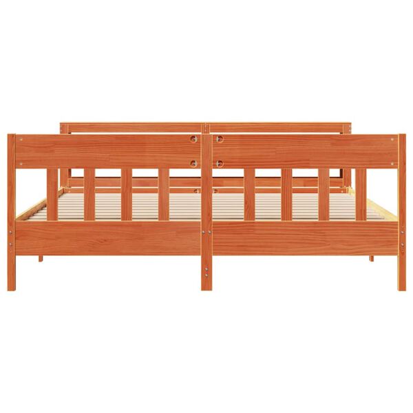 vidaXL Cama sem colch&atilde;o 200x200 cm pinho maci&ccedil;o castanho-mel