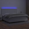 vidaXL Cama box spring c/colch&atilde;o/LED 200x200cm couro artificial branco
