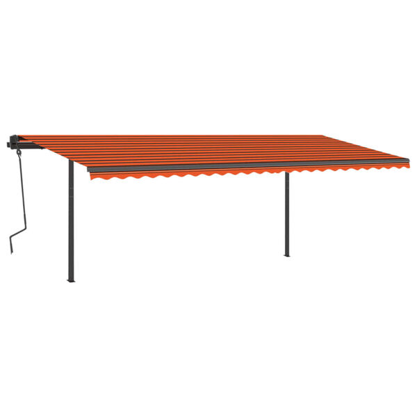 vidaXL Toldo retr&aacute;til autom&aacute;tico com postes 6x3 m laranja e castanho