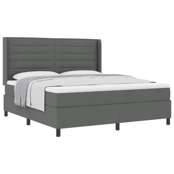 vidaXL Cama Box com colch&atilde;o Cinzento escuro 180 x 200 cm tecido