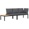 vidaXL 2 pcs conjunto de sof&aacute;s p/ jardim c/ almofad&otilde;es alum&iacute;nio preto