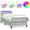 vidaXL Cama box spring c/ colch&atilde;o e LED cinzento-claro 80x210 cm veludo
