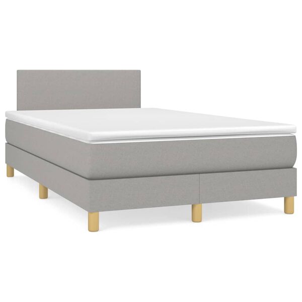 vidaXL Cama boxspring com colch&atilde;o 120x190 cm tecido cinzento-claro