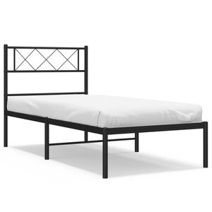 vidaXL Estrutura de cama com cabeceira 90x200 cm metal preto