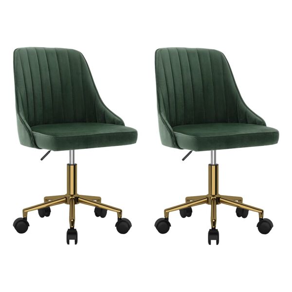 vidaXL Cadeiras de jantar giratorias 2 pcs veludo verde-escuro