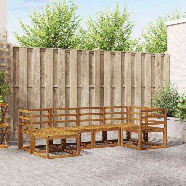 vidaXL Conjunto de Sof&aacute;s para Exterior 6 pcs Cinza Natural e Claro