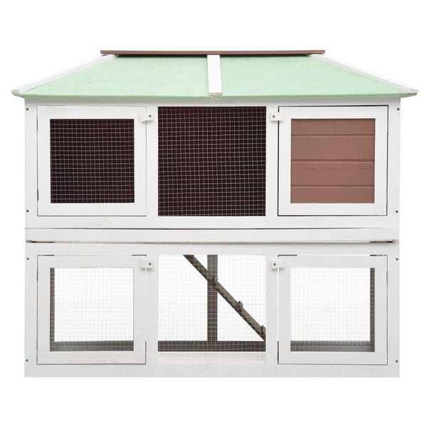 vidaXL Gaiola para coelho c/ dois pisos madeira castanho