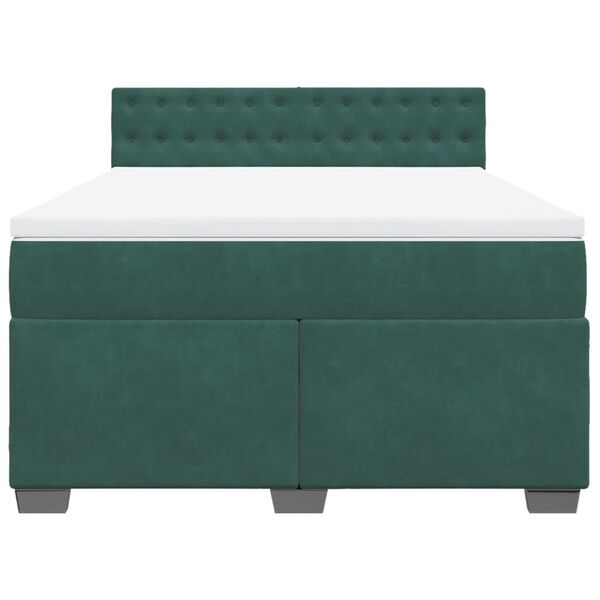 vidaXL Cama com molas/colch&atilde;o 140x190 cm veludo verde-escuro