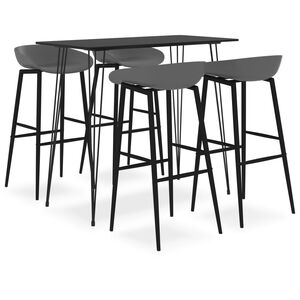 vidaXL 5 pcs conjunto de bar preto e cinzento