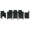 vidaXL Conjunto de Jantar para Jardim com almofada 9 pcs Preto vime PE