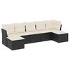 vidaXL 7 pcs conjunto de sof&aacute;s p/ jardim c/ almofad&otilde;es vime PE preto