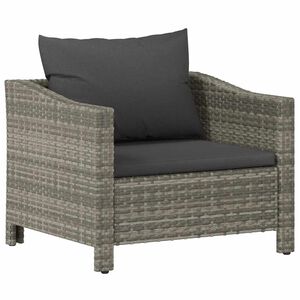 vidaXL Poltrona de jardim com almofada em vime sint&eacute;tico cinza