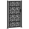 vidaXL Port&atilde;o de jardim preto 100x175 cm com design de folha de a&ccedil;o