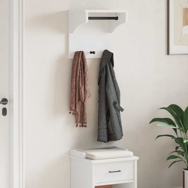 vidaXL Cabide de parede Branco 43x30x42 cm Pinho de madeira maciça