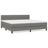 vidaXL Cama com molas/colch&atilde;o 200x200 cm tecido cinzento-escuro