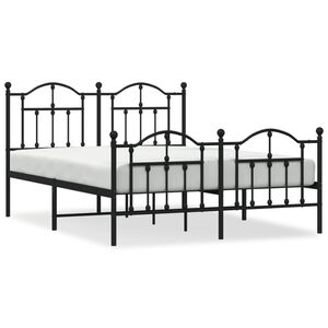 vidaXL Estrutura de cama com cabeceira e p&eacute;s 140x200 cm metal preto