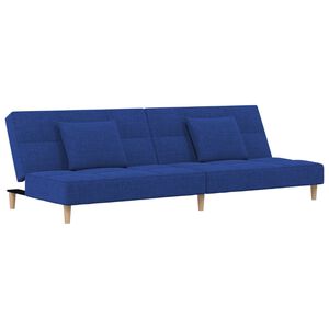 vidaXL Sof&aacute;-cama 2 lugares com duas almofadas tecido azul