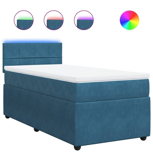 vidaXL Cama boxspring com colchão 90x190 cm veludo azul
