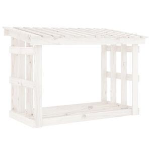 vidaXL Suporte para lenha 108x64,5x77 cm pinho maci&ccedil;o branco