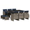 vidaXL Conjunto de jantar para jardim com 11 pe&ccedil;as e almofadas, em rattan sint&eacute;tico cinza