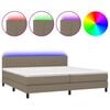 vidaXL Cama box spring colch&atilde;o/LED 200x200cm tecido cinza-acastanhado