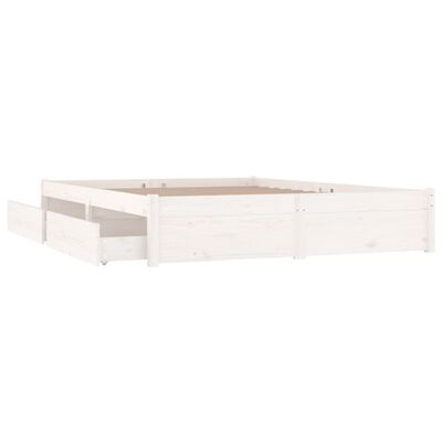 vidaXL Estrutura de cama com gavetas 150x200cm tamanho King branco