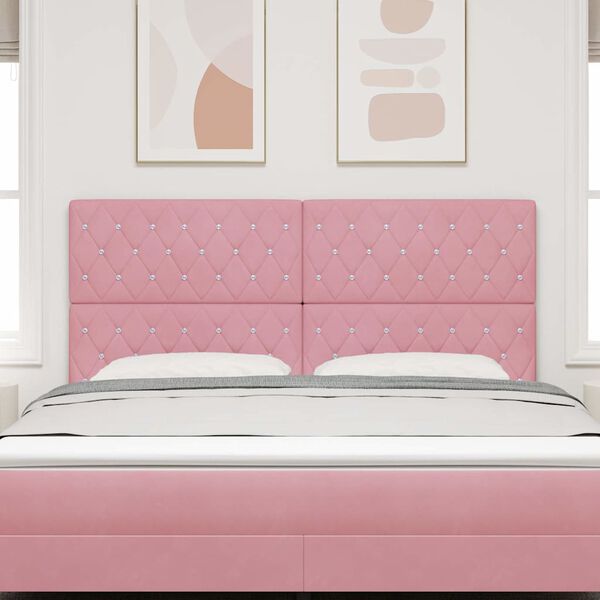 vidaXL Cabeceira LED com luzes de tira LED Rosa 180 cm Poli&eacute;ster