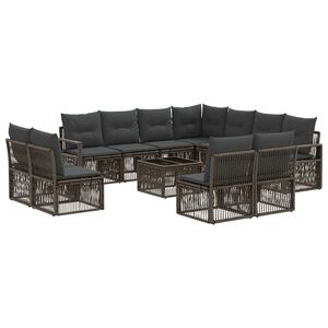 vidaXL Conjunto de Sof&aacute; de Jardim 12 pcs Cinzento vime PE