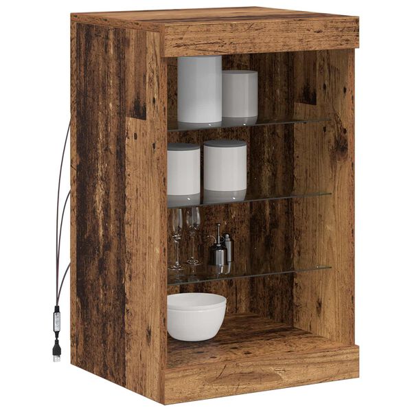 vidaXL Aparador LED Madeira antiga 41 x 37 x 67 cm Madeira processada