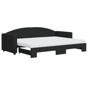 vidaXL Sof&aacute;-cama com gavet&atilde;o e colch&otilde;es 80x200 cm tecido preto