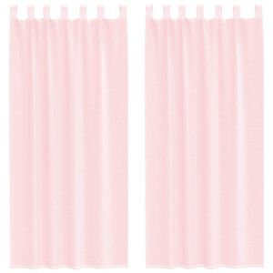 vidaXL Cortinas de voile com bolsos para var&atilde;o 2 pcs rosa-claro