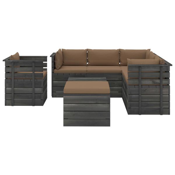 vidaXL 8 pcs conjunto lounge de paletes com almofad&otilde;es pinho maci&ccedil;o