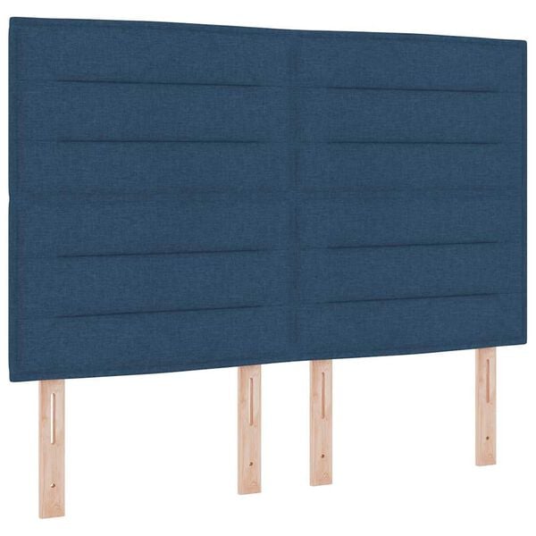 vidaXL Cama Box com colch&atilde;o com cabeceira Azul 140 x 200 cm tecido
