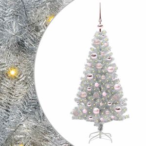 vidaXL &Aacute;rvore de Natal com 150 LEDs com suporte Prateado 120 cm PET