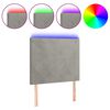 vidaXL Cabeceira cama c/ luzes LED veludo 100x5x118/128cm cinza-claro