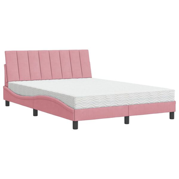 vidaXL Cama com colch&atilde;o Hanko 120x200 cm veludo rosa