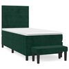vidaXL Cama com molas/colch&atilde;o 90x200 cm veludo verde-escuro