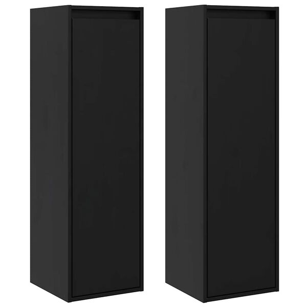 vidaXL Arm&aacute;rios de parede 2 pcs 30x30x100 cm pinho maci&ccedil;o preto