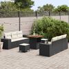 vidaXL Conjunto de Sof&aacute; de Jardim 9 pcs Preto Rattan Sint&eacute;tico