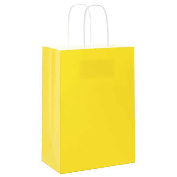 vidaXL Sacos de papel 50 unid com alças amarelo 15x8x21 cm