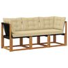 vidaXL Sof&aacute; M&eacute;dio e de Canto para Exterior com almofada 3 Pe&ccedil;a Natural